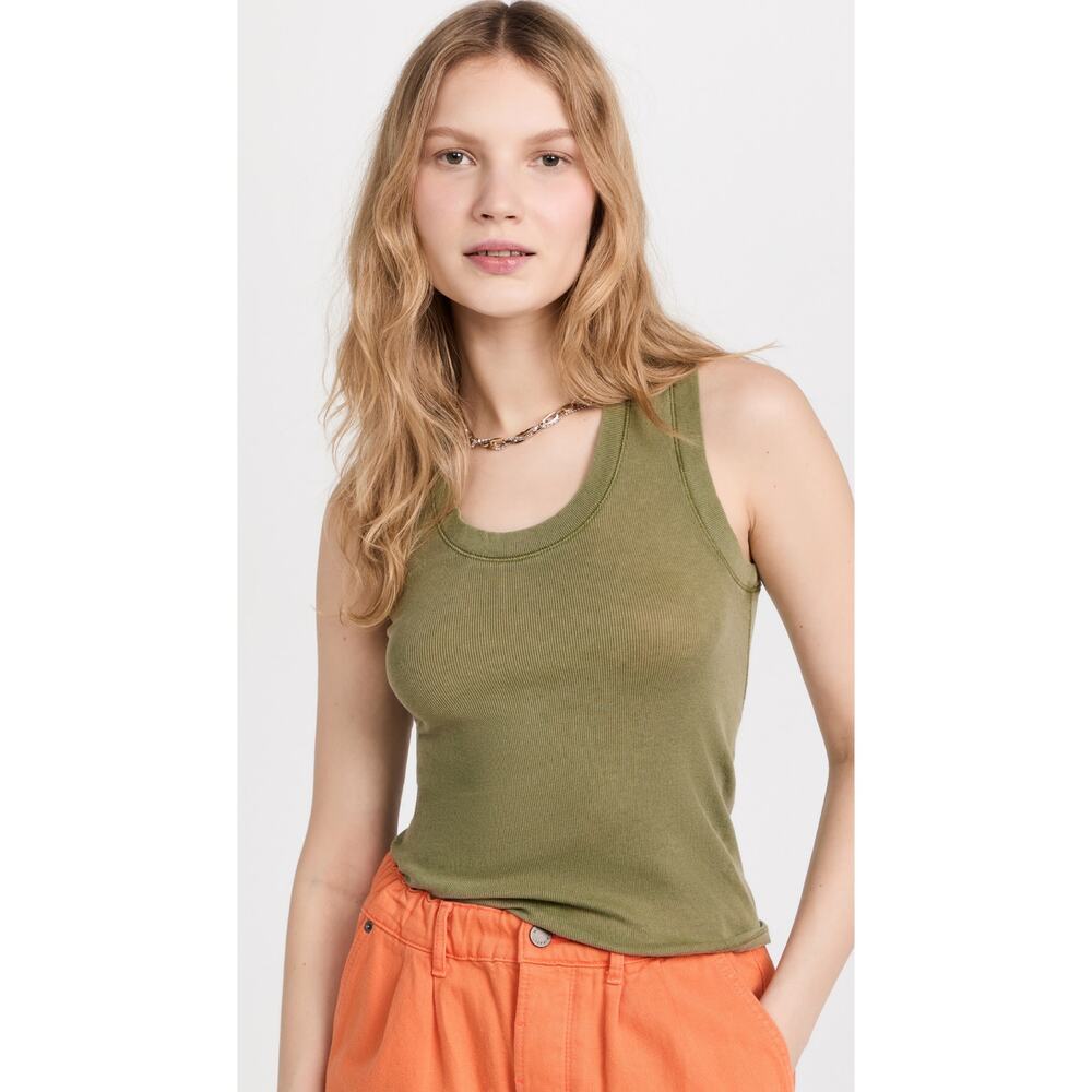 Free People U-Neck Tank in Avocado Tree Women's Size L